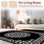 Black White Mandala Patterned Frame Rug