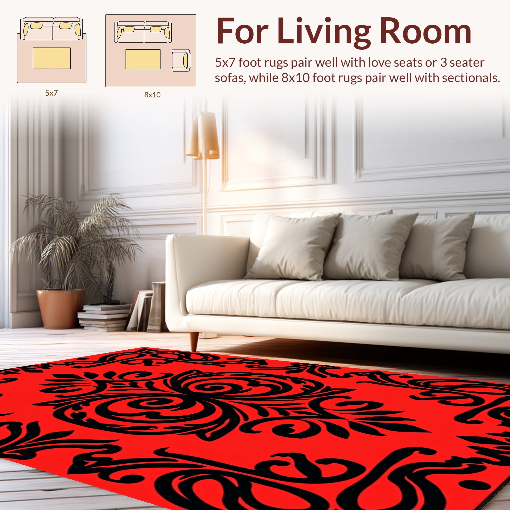 Bold Black Floral Damask Rug