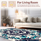 Intricate Teal Floral Mandala Pattern Rug
