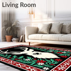 White Stag Red Floral Border Rug