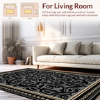 Vintage Inspired Black Swirl Motif Rug