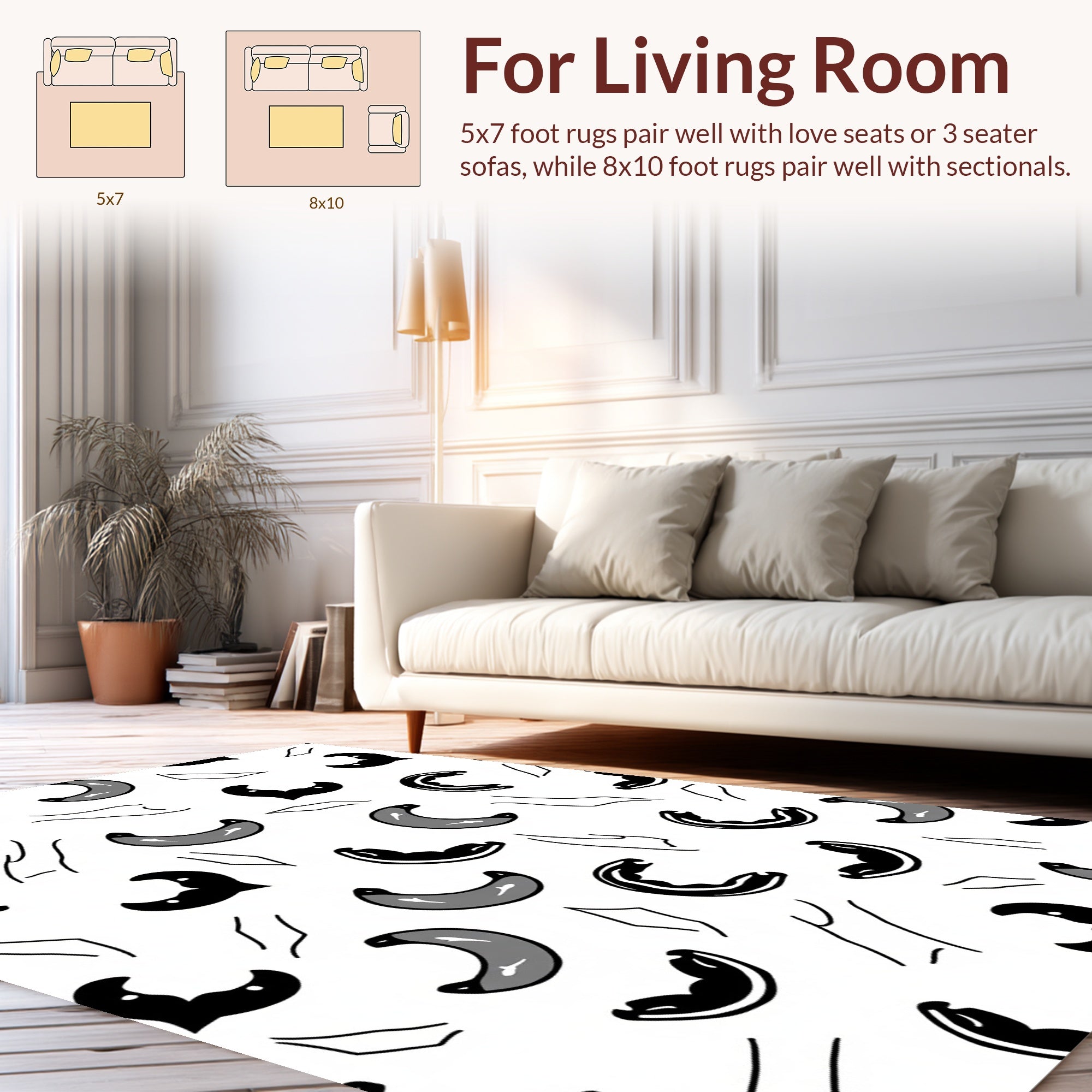 Abstract Crescent Shapes Graphic Pattern Rug