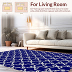 Classic Blue White Chain Pattern Rug