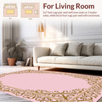 Ornate Golden Filigree Floral Frame Rug