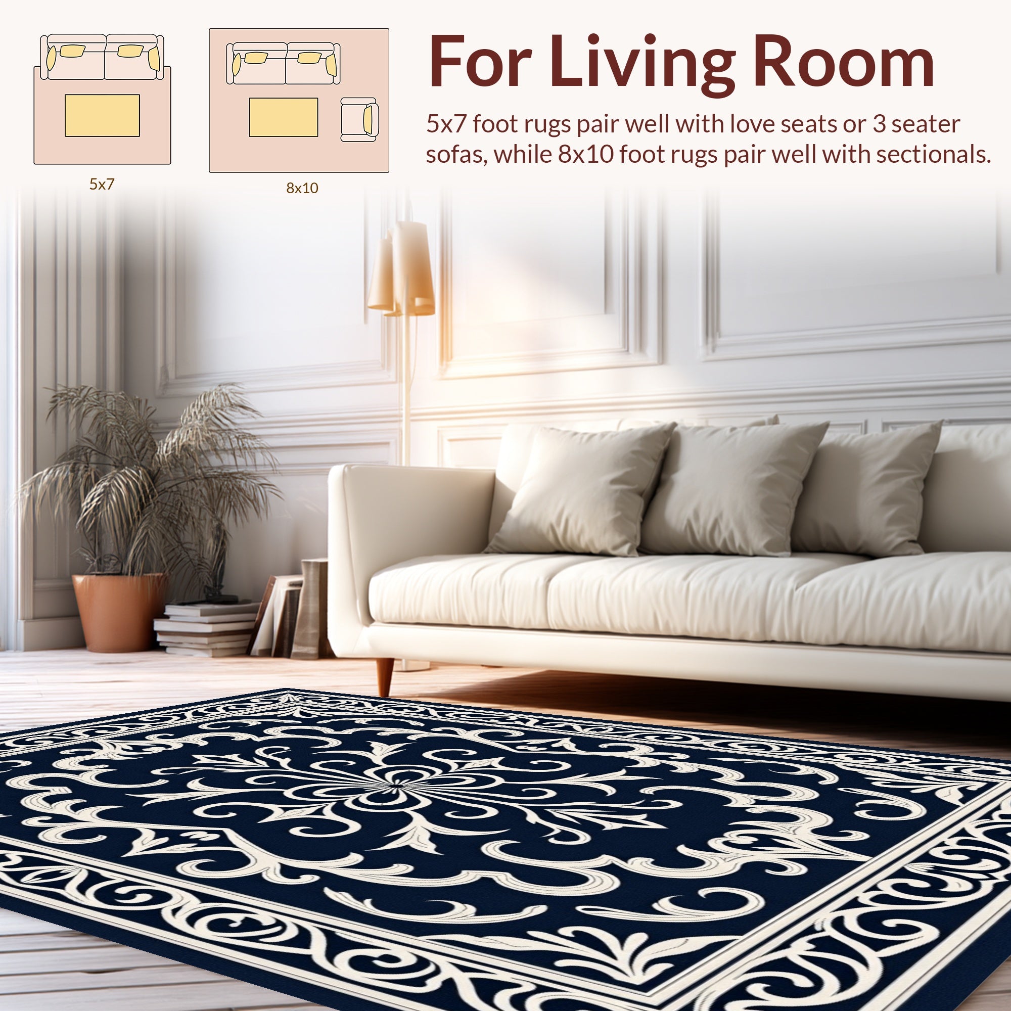 Classic Floral Scrollwork Inspired Design Rug