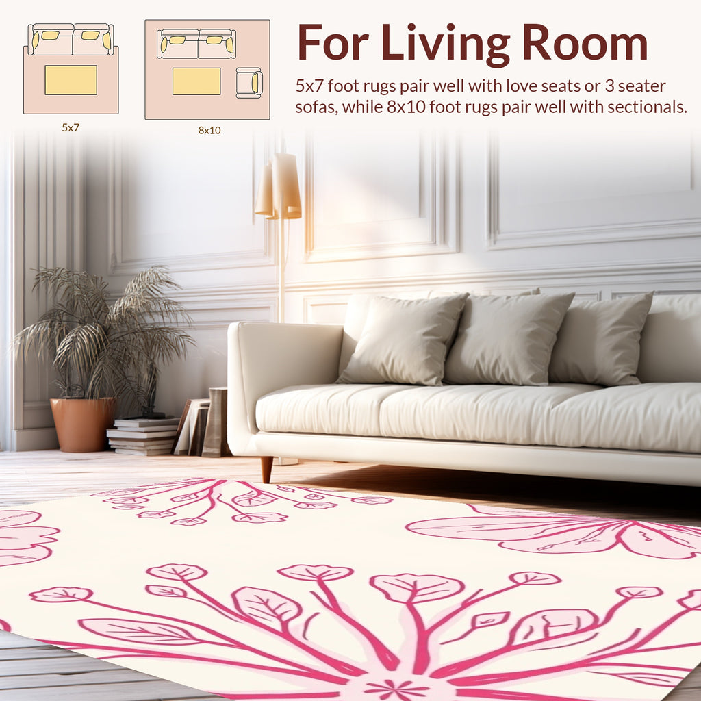 Pink Blossom Garden Pattern Rug