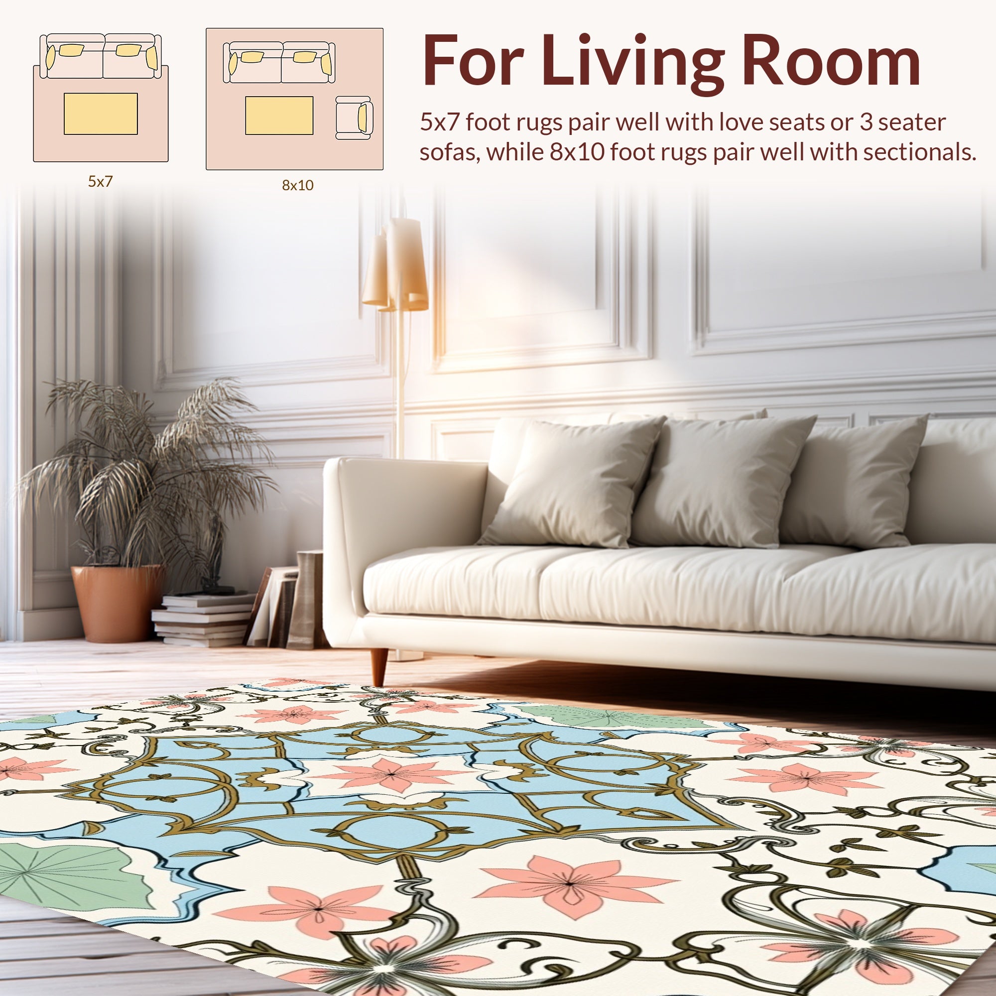 Elegant Floral Medallion Pattern Rug