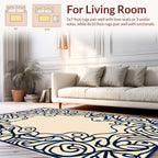 Ornate Floral Swirl Decorative Border Rug
