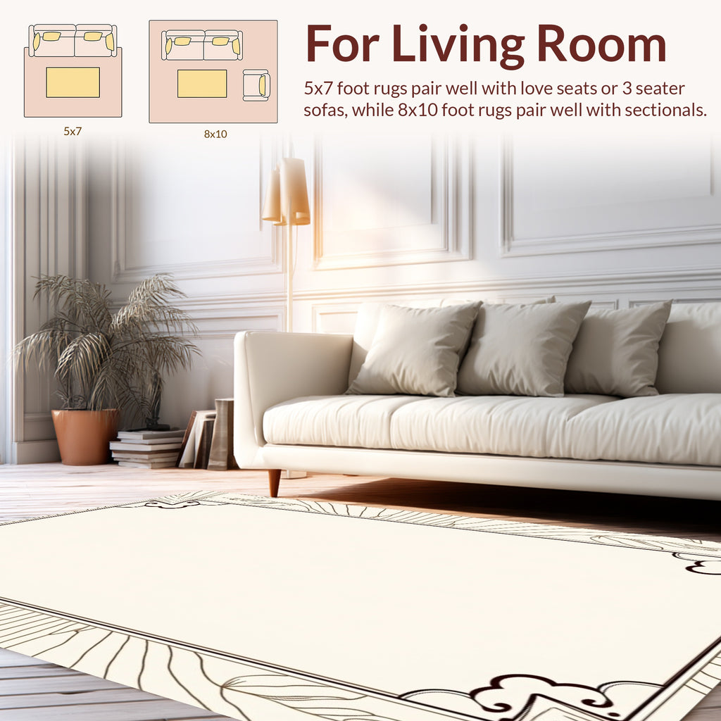 Modern Minimalist Wood Grain Border Rug