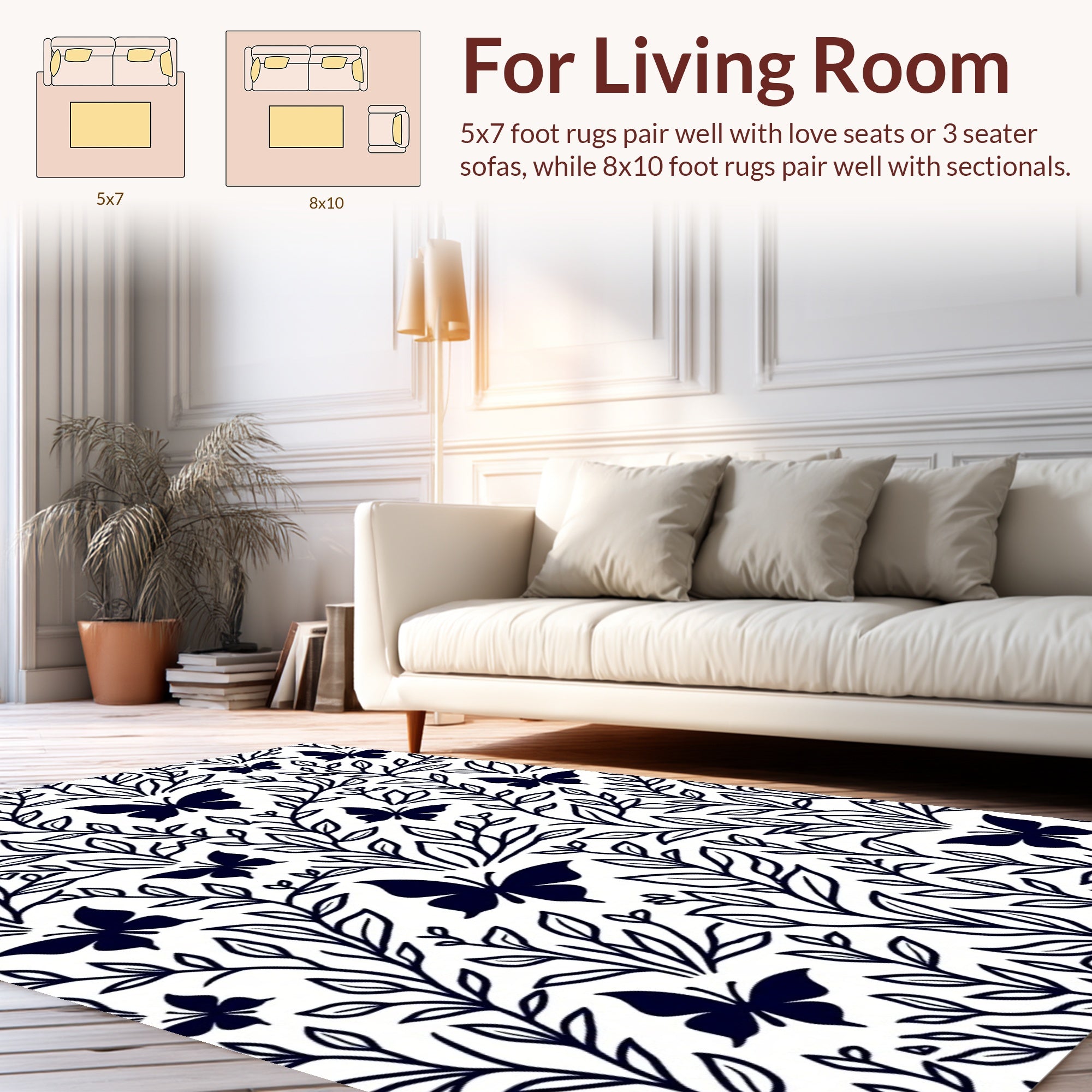 Classic Butterfly Vine Design Rug