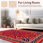 Vibrant Red Floral Mandala Rug