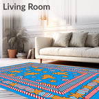 Gingerbread Stars Candy Blue Border Rug