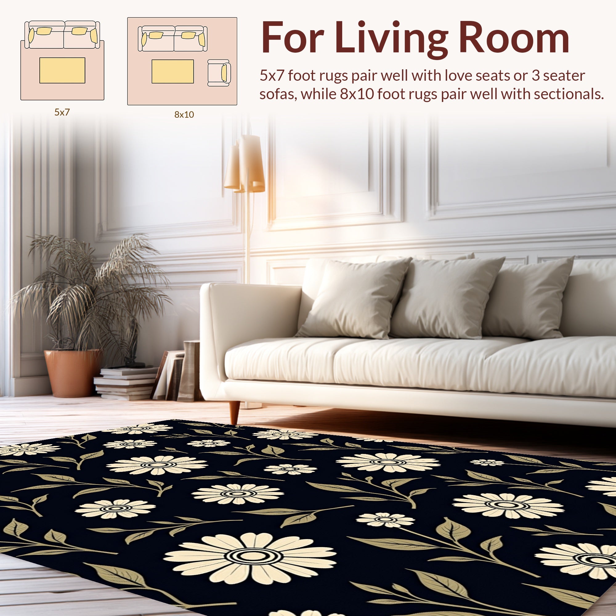 Nature Inspired Floral Pattern Rug