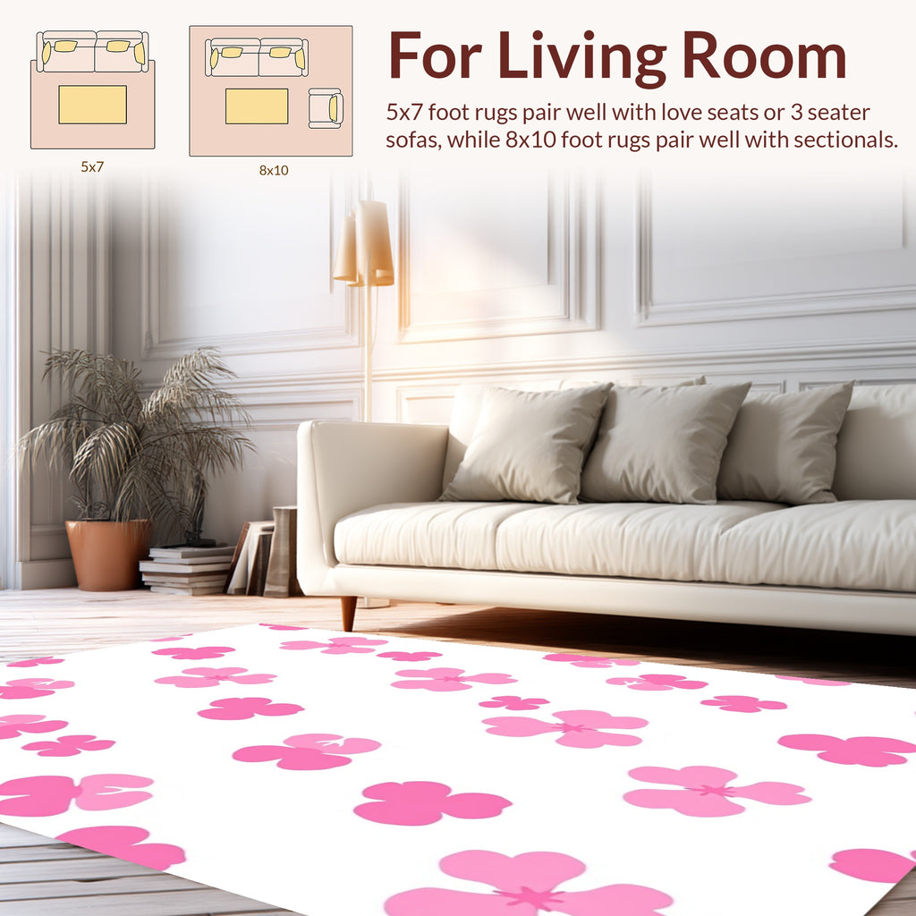 Pink Blossom Ditsy Pattern Rug