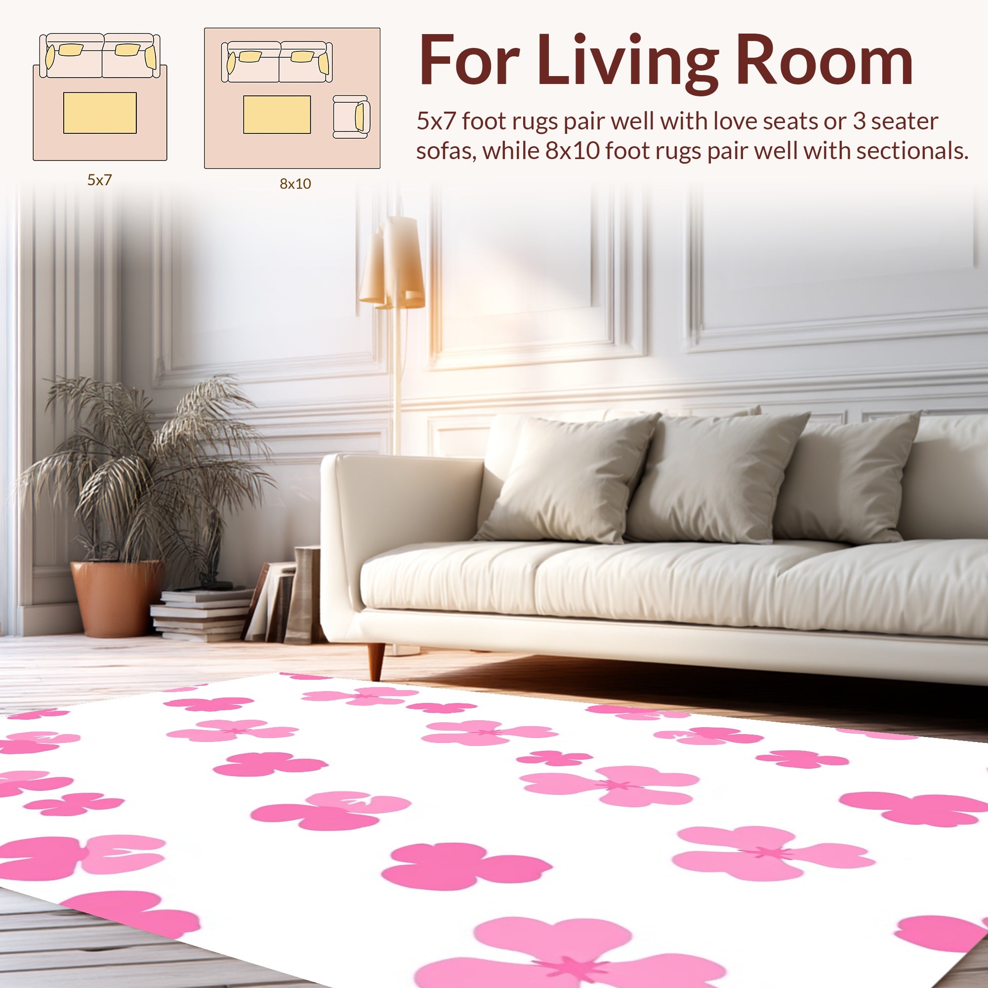 Pink Blossom Ditsy Pattern Rug