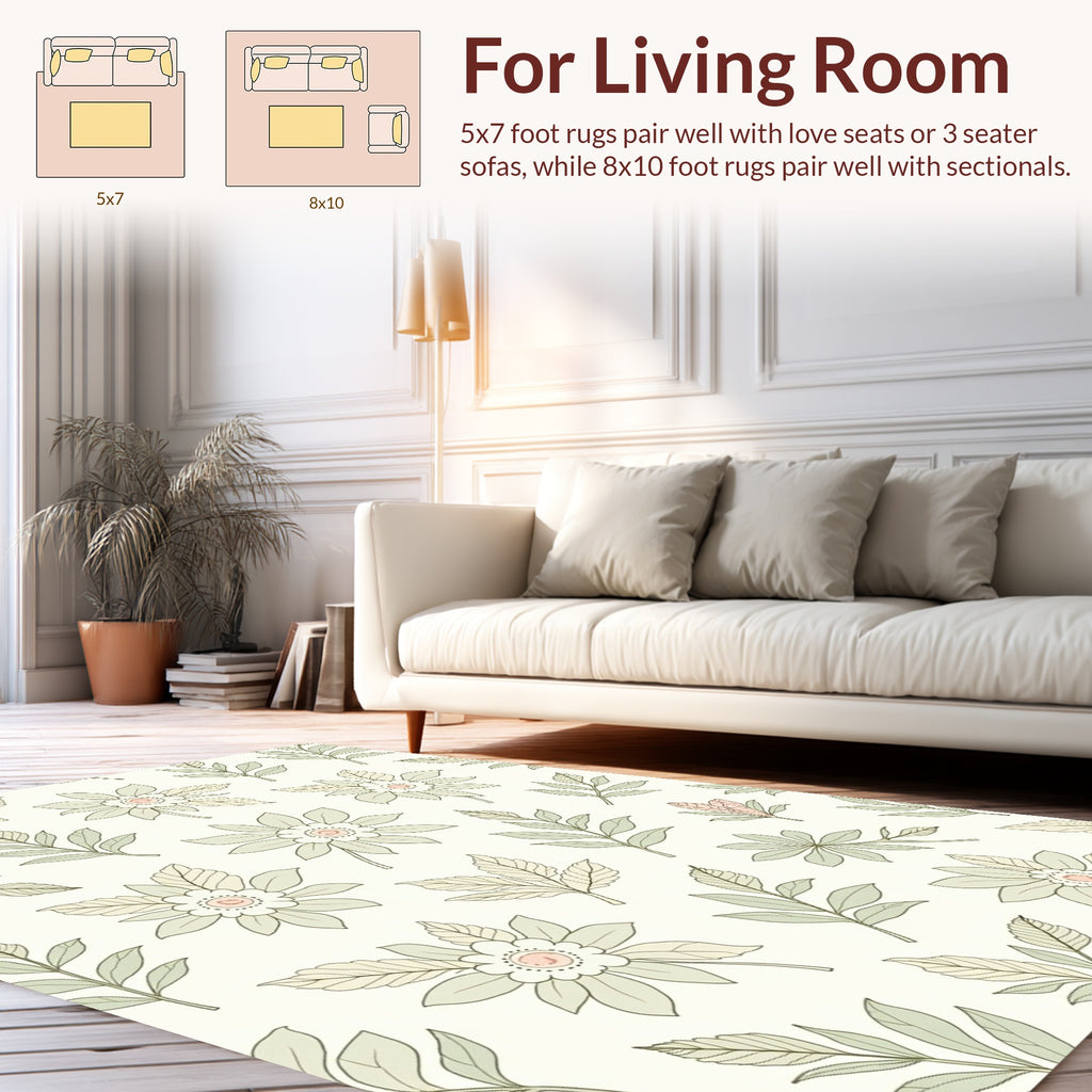Botanical Floral Inspired Pattern Design Rug