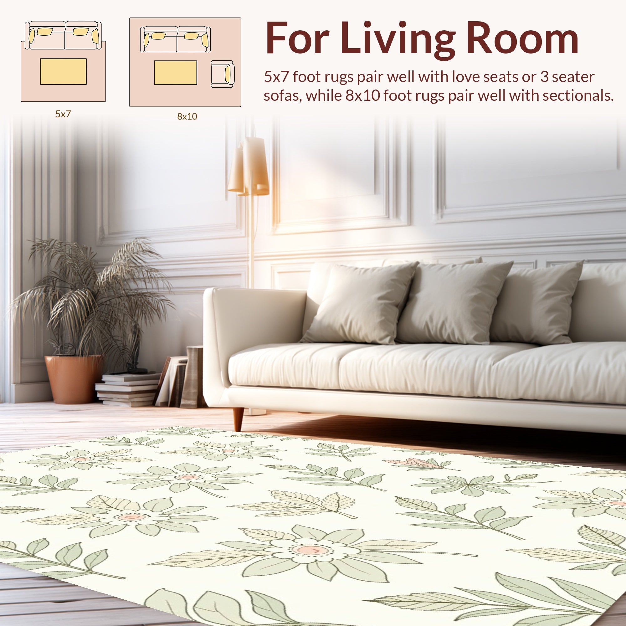 Botanical Floral Inspired Pattern Design Rug