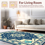 Navy Blue Floral Mandala Pattern Rug