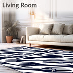 Dark Blue Utensil Collage Graphic Rug