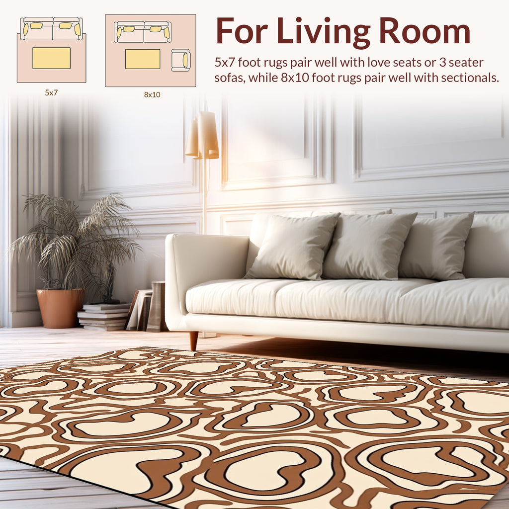 Organic Shapes Brown Pattern Rug
