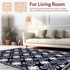 Elegant Cream Navy Classic Pattern Rug