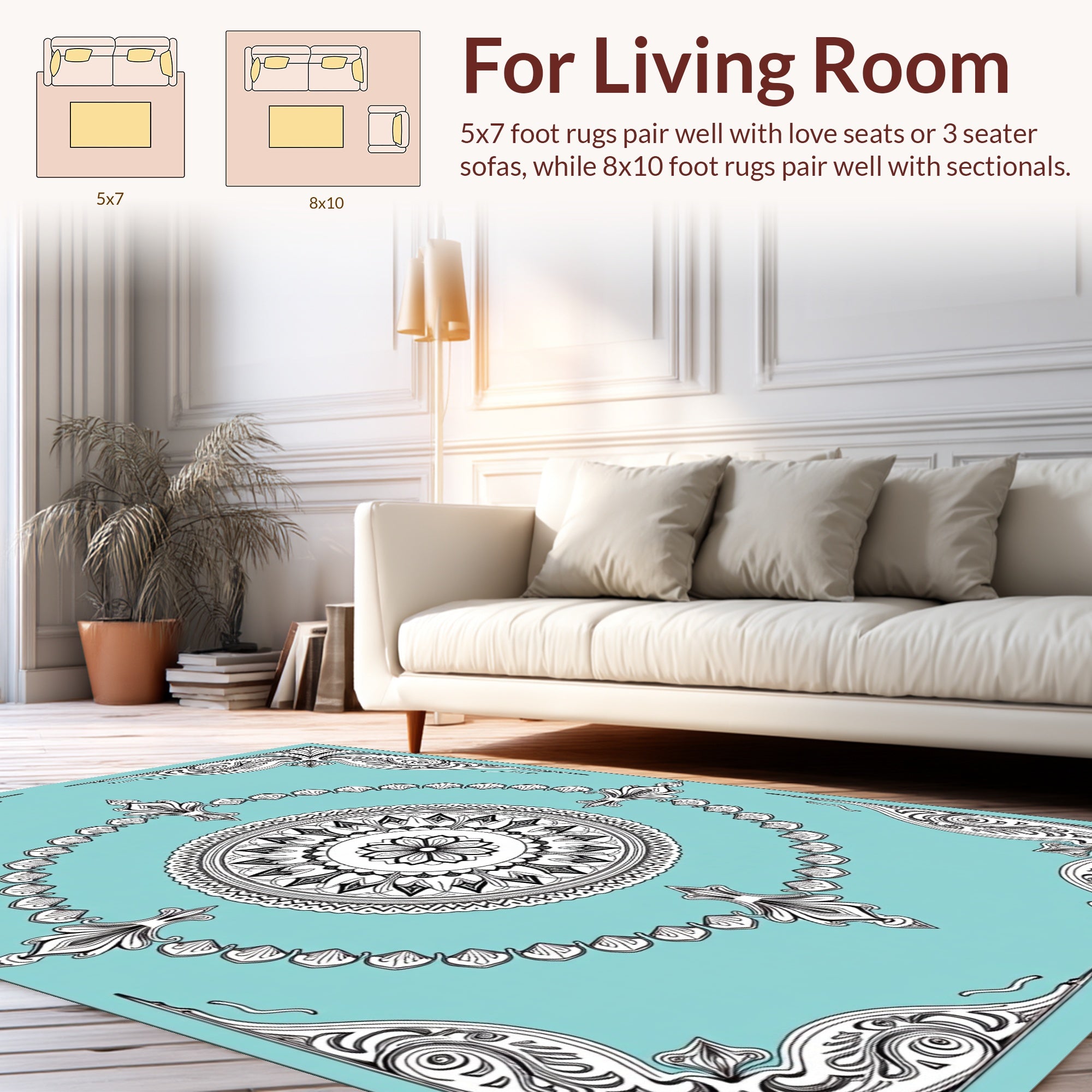 Elegant Mandala Floral Geometric Design Rug