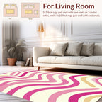 Joyful Pink Cream Wave Pattern Rug