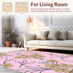 Blush Pink Floral Branch Design Rug