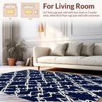 Crisp White Lattice Pattern Rug