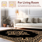 Elegant Ornate Black Gold Rug