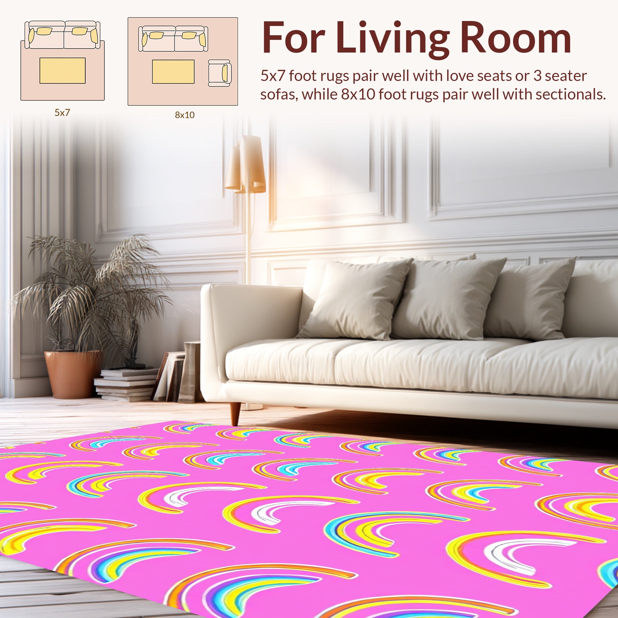 Bright Rainbow Arches Pattern Rug