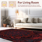 Dark Red Black Mandala Pattern Rug