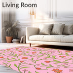 Pink Orange Floral Vine Pattern Rug