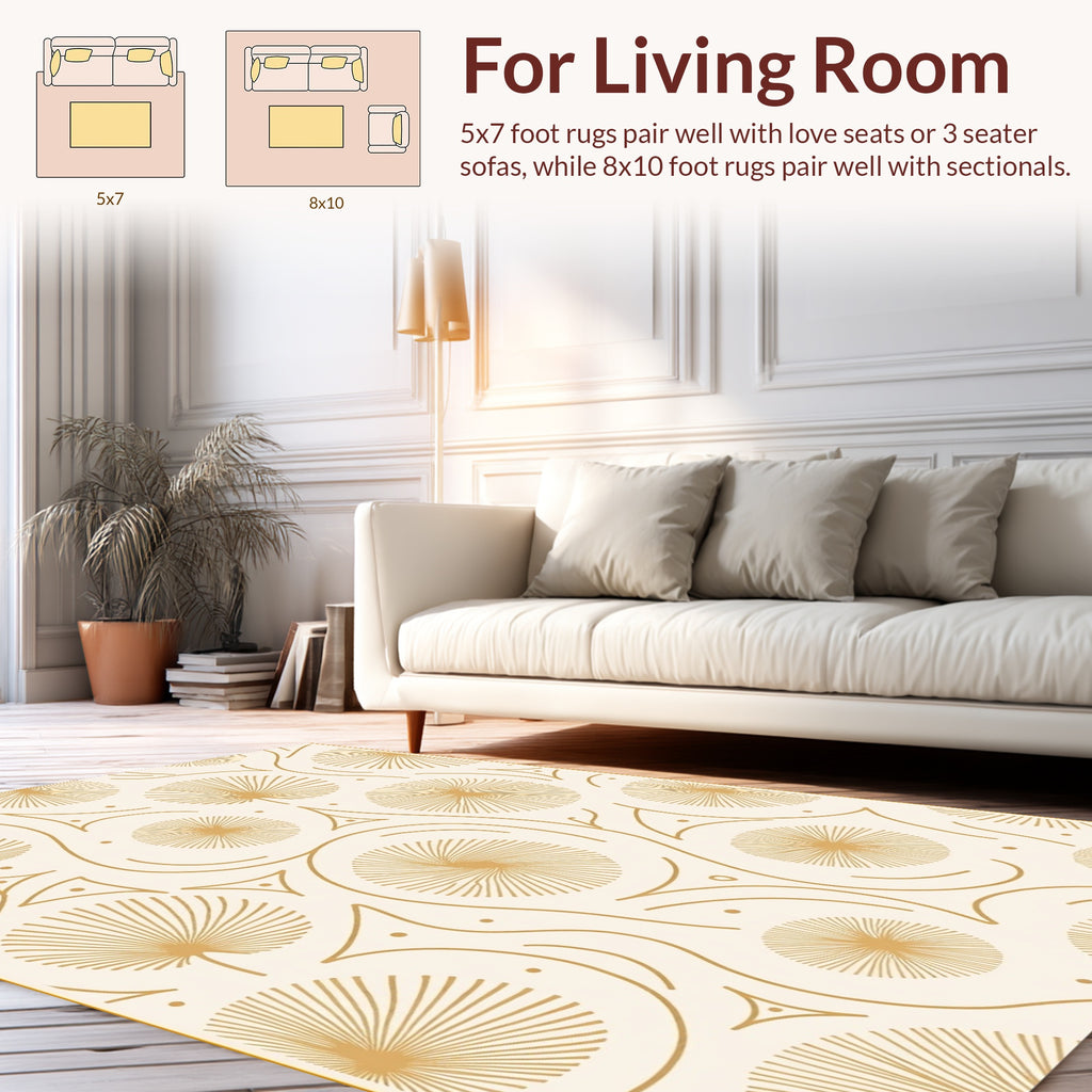Golden Sunburst Swirl Pattern Rug