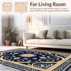 Classic Floral Swirls Navy and Gold Rug