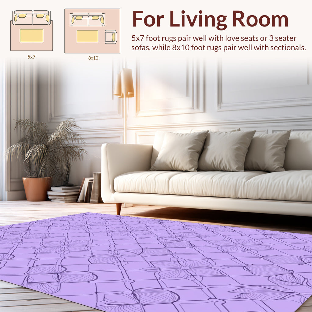 Lilac Floral Lattice Print Design Rug