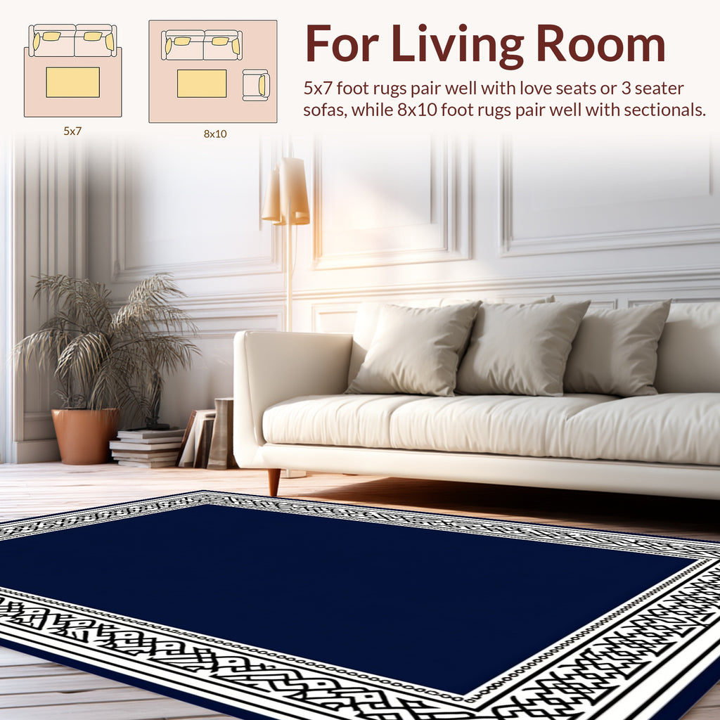 Intricate Geometric Patterned Border Design Rug