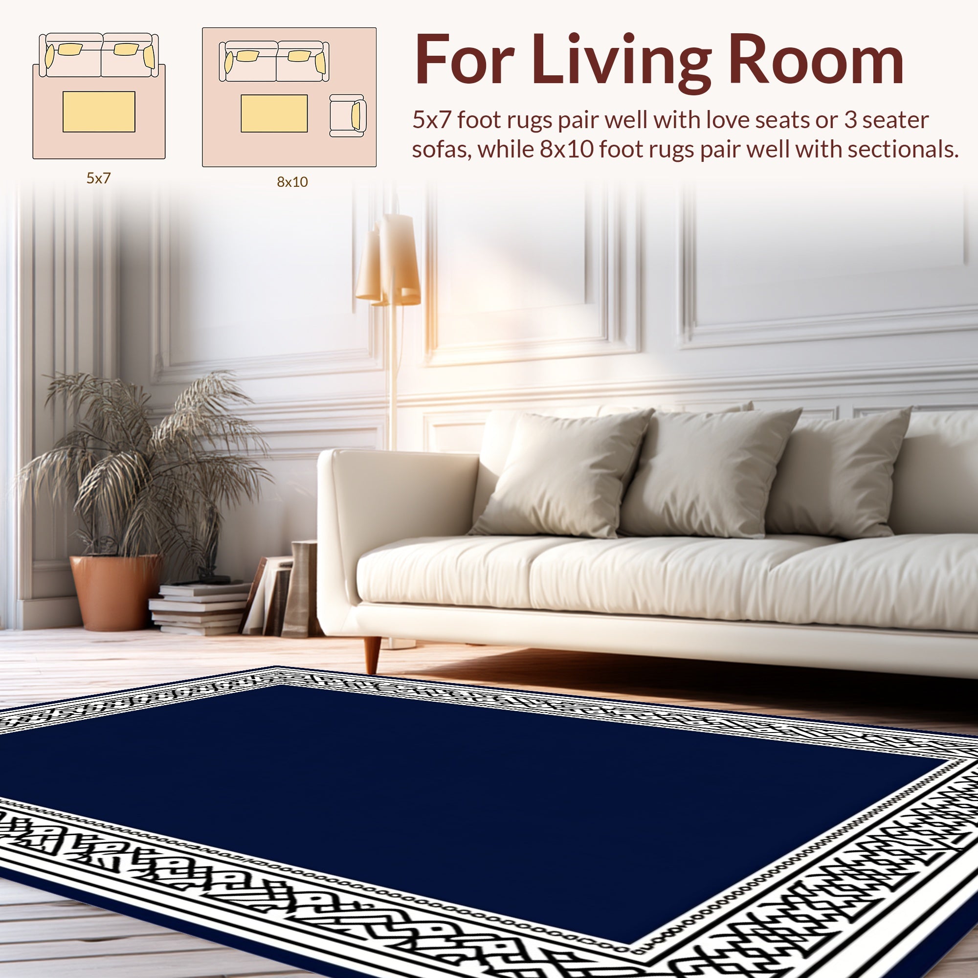 Intricate Geometric Patterned Border Design Rug