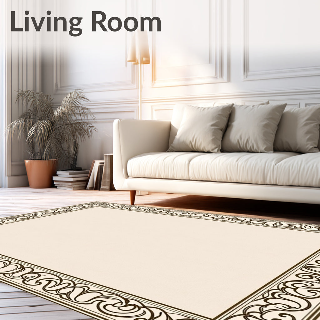 Elegant Swirl Border Pattern Rug