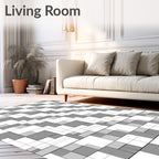Monochromatic Geometric Square Pattern Rug