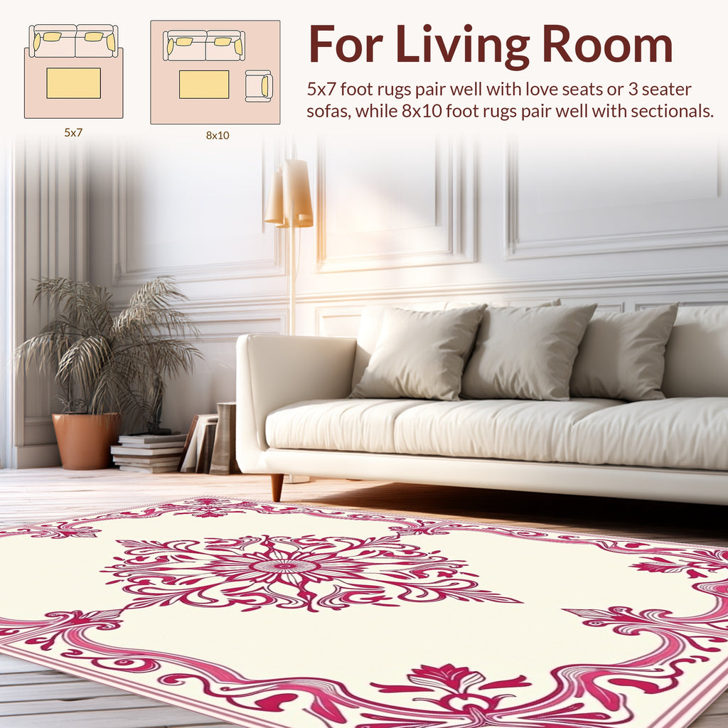 Art Nouveau Floral Border Medallion Rug