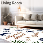 Navy Deer Snowflake Christmas Rug