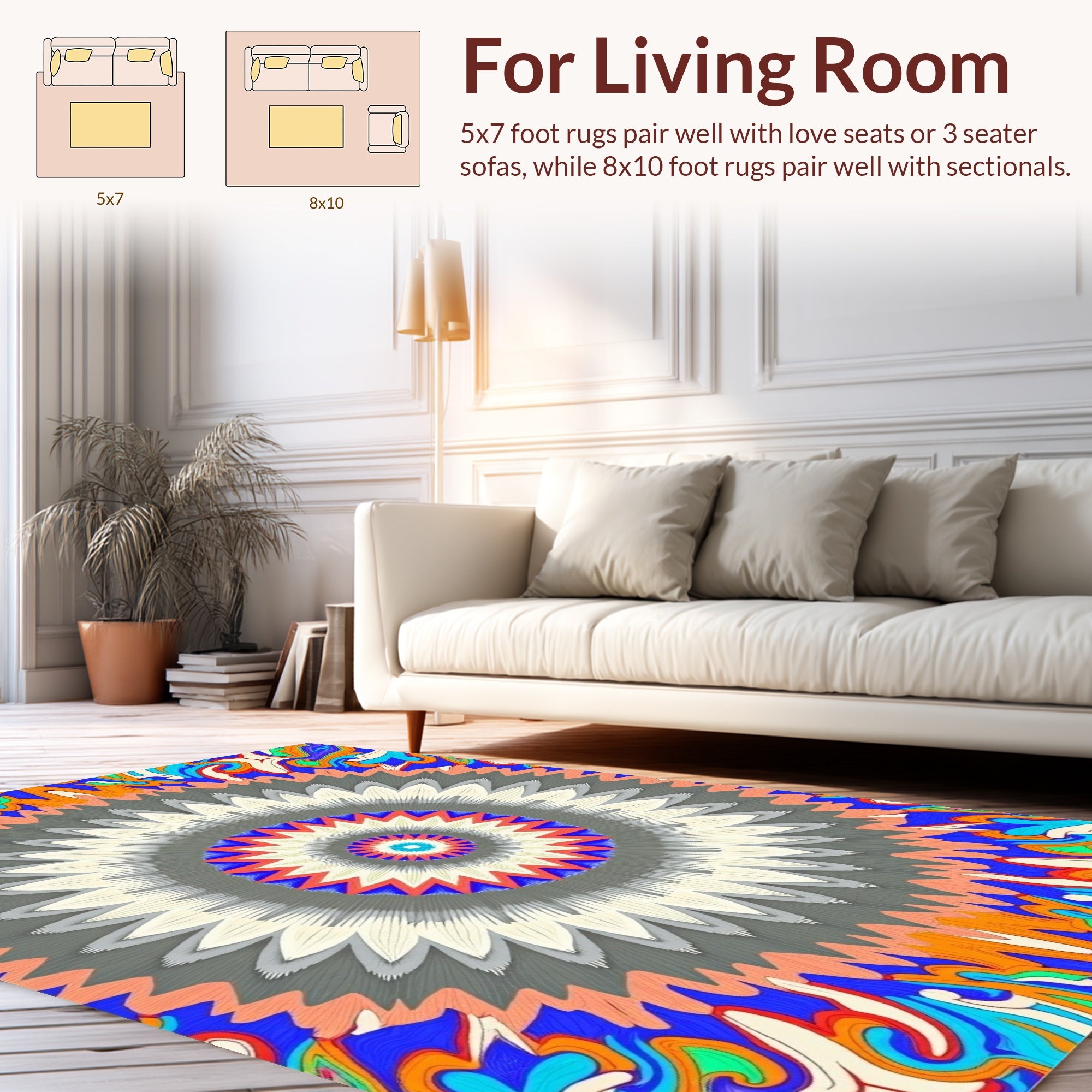 Vibrant Radial Patterned Abstract Rug