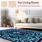 Intricate Light Blue Swirl Pattern Rug