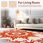 Bold Red Beige Mandala Motif Rug