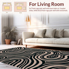 Dark Flowing Abstract Lines Design Rug