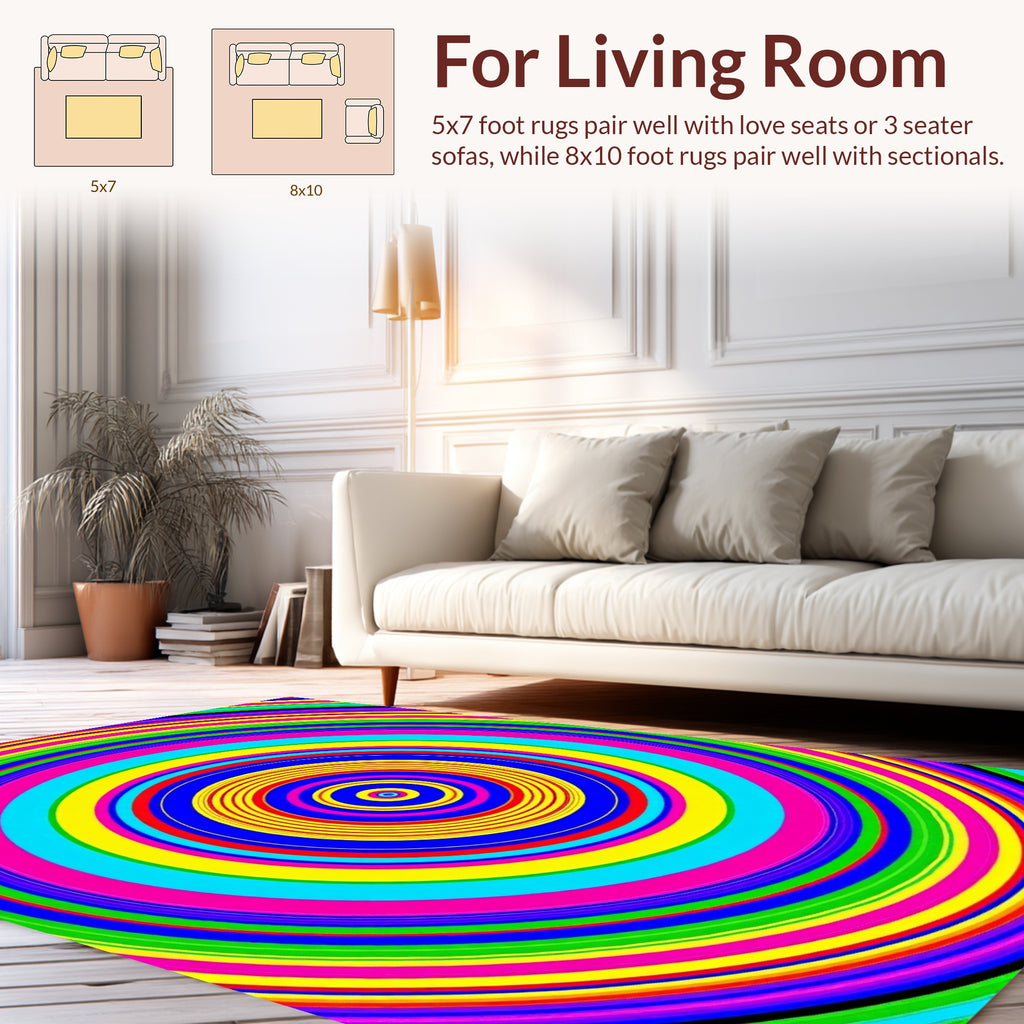 Vibrant Concentric Circle Pattern Rug