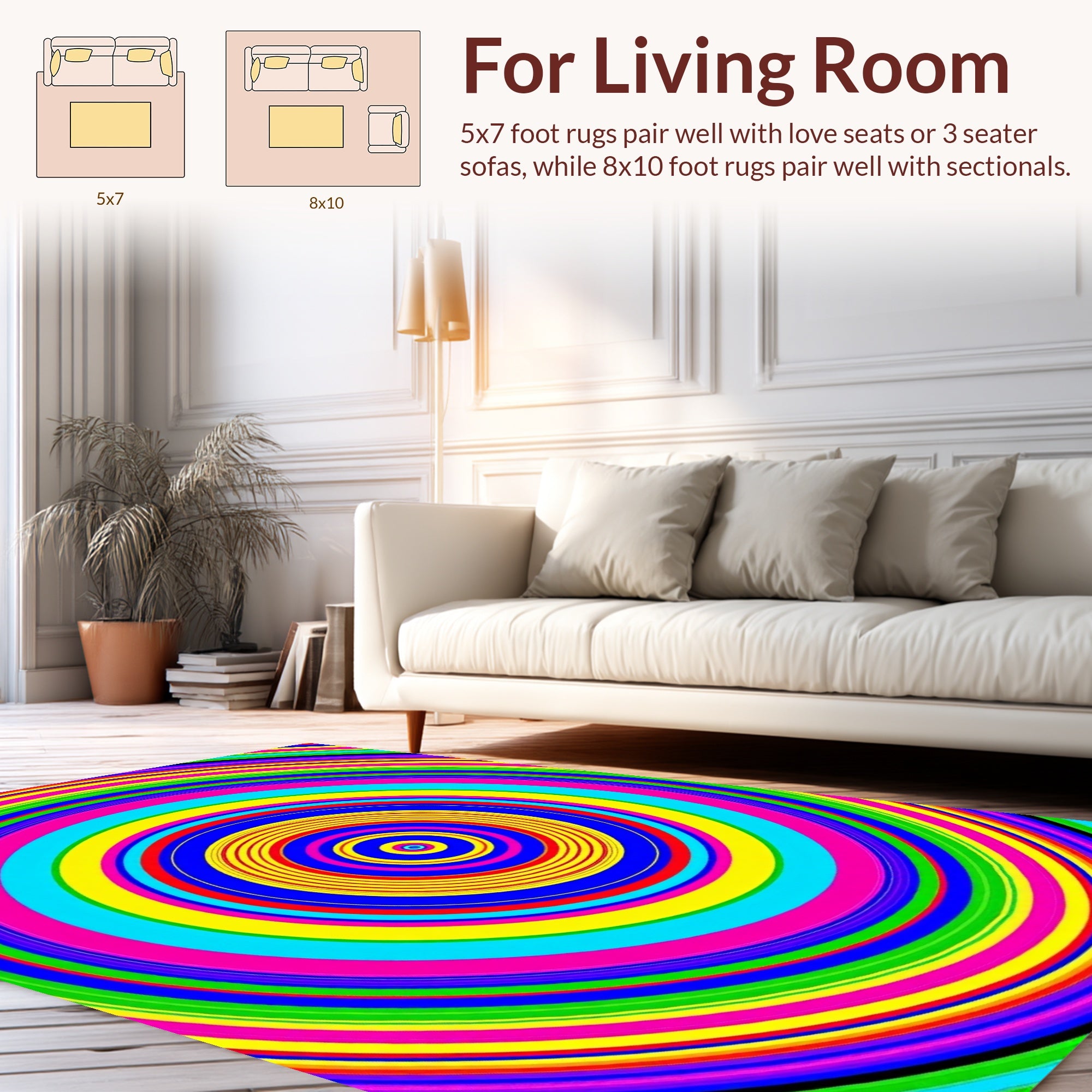Vibrant Concentric Circle Pattern Rug