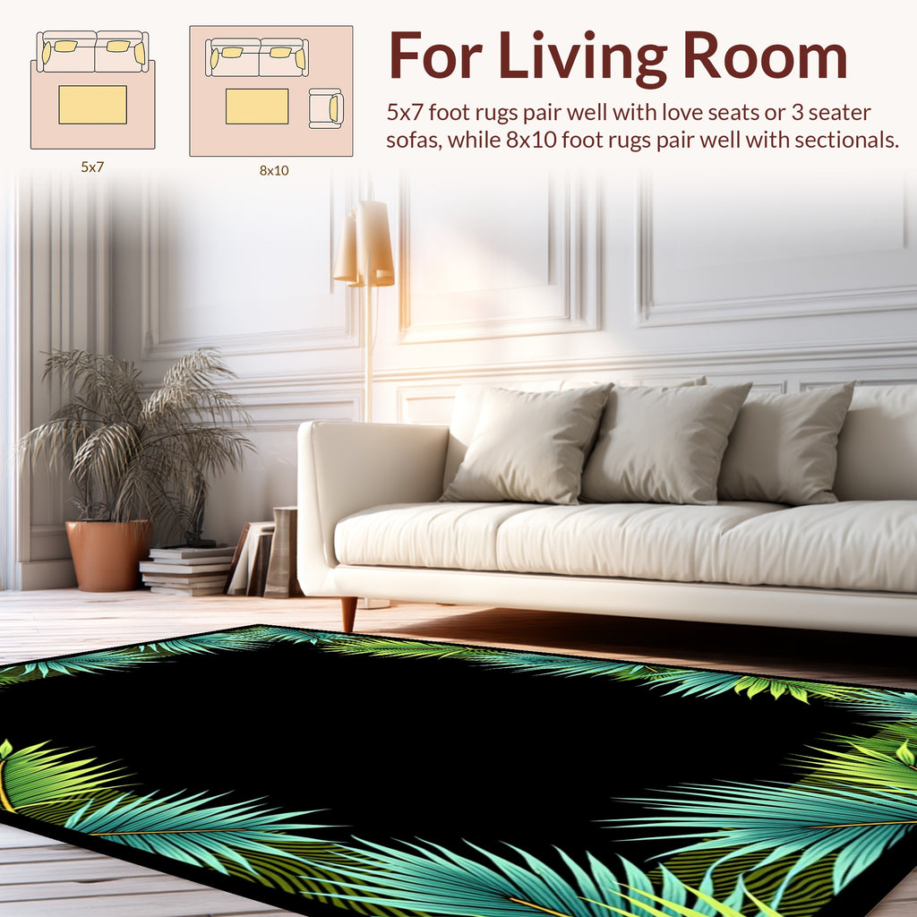 Tropical Leaf Border Design Rug
