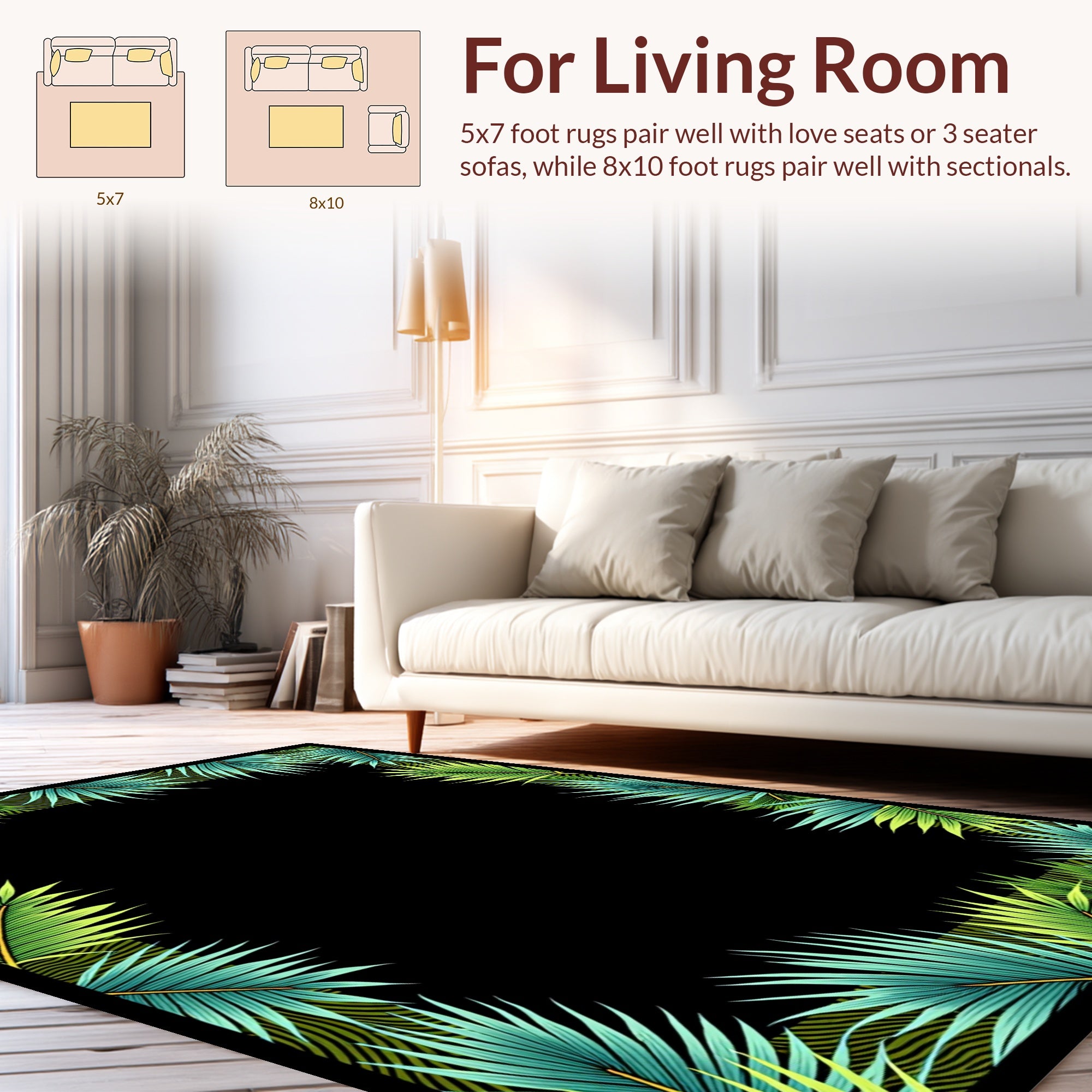 Tropical Leaf Border Design Rug